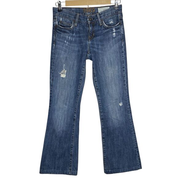 Vtg Gap 1969 Jeans Womens 1 (27x29) Western Boot Cut Denim Cowgirl Low Rise Y2K - Picture 1 of 12